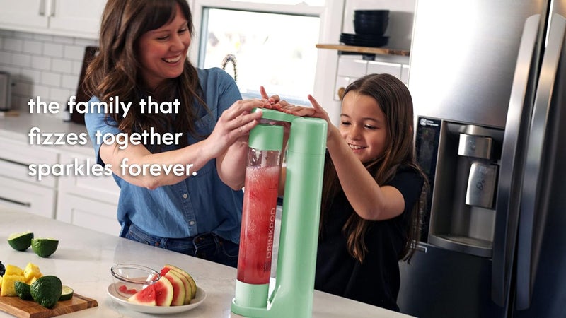 DRINKPOD Fizzpod Soda Maker Home Soda Carbonation,Fizzy Bubbly Drink Machine with 3 PET Bottles, 3 Caps, 1 Carbonator Cap and Manual, Coffee, Tea and Cocktail Drinks with Fruit (Ash Green) - Image 5